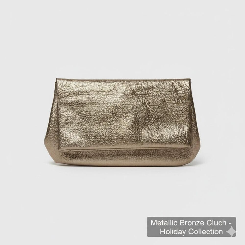 Holiday Collection Metallic Bronze Clutch - Elegant Evening